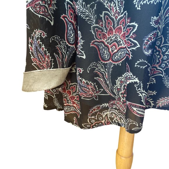 Belle Kim Gravel Floral Kimono Embroidered Velvet Trim Dark Fairy Whimisgoth-1X - Picture 7 of 13